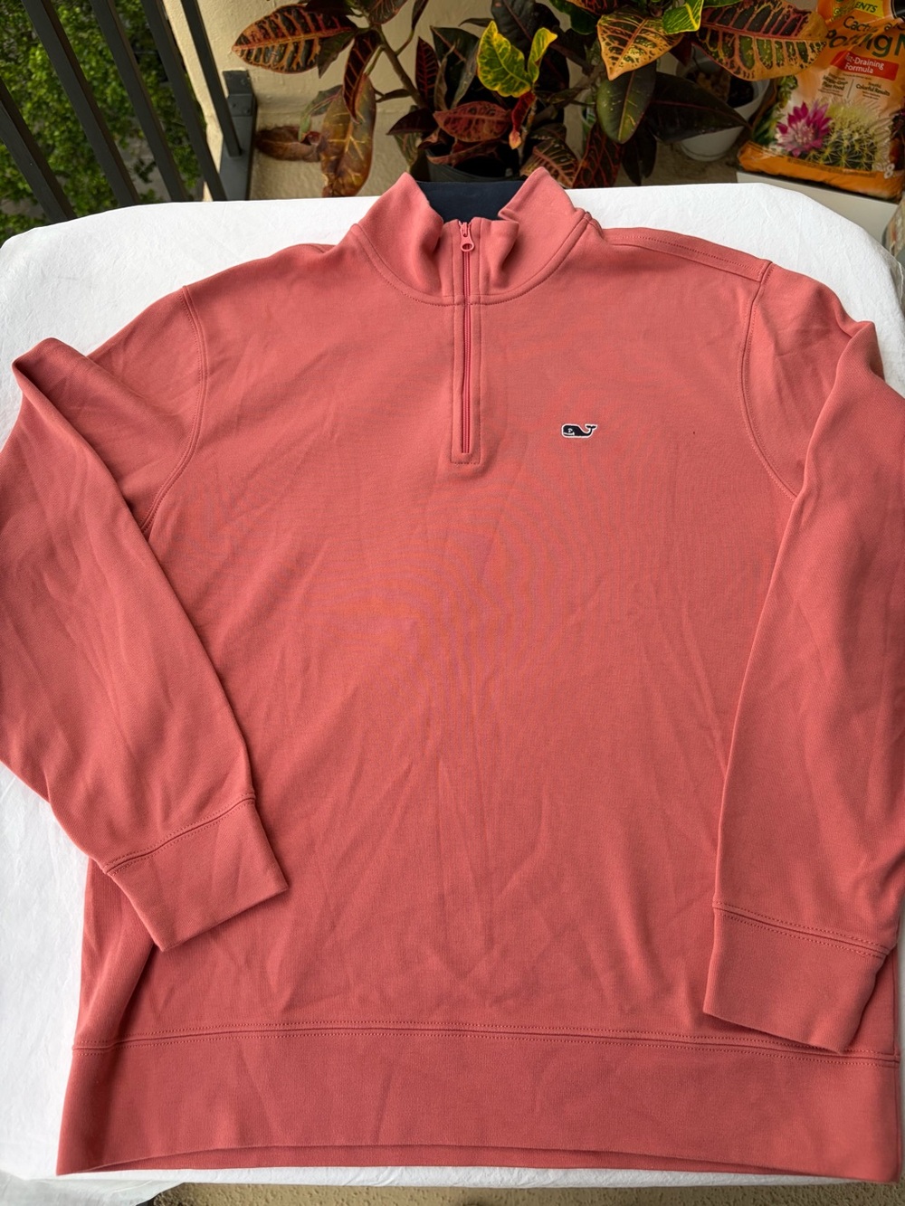 Vineyard Vines Shep Shirt Mens Small Coral Pink 100% Pima Cotton 1/4 Zip